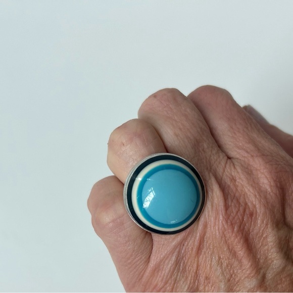 Dinosaur Designs chunky solid sterling silver and resin ring size 7 - Picture 2 of 9